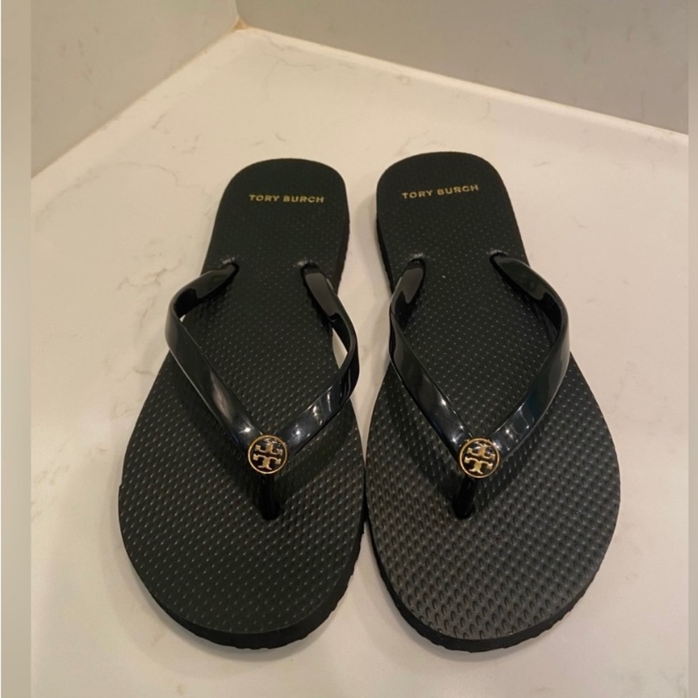 NEW Tory Burch Black Thin Flip Flops size 8